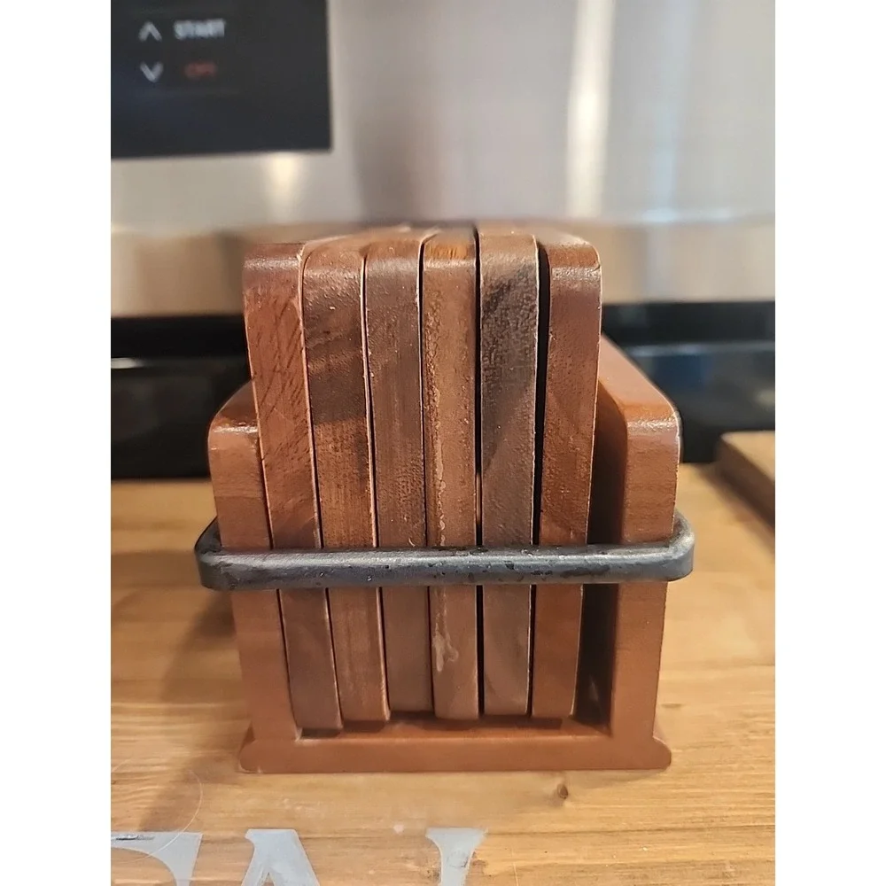 Made In THAILAND-6 Wooden Coaster Set Square‎ Holder